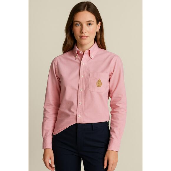 Vintage Ralph Lauren Oxford Button-Up Pink Shirt Women 6P 100% Cotton Preppy - Picture 1 of 7